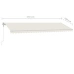 vidaXL Auvent automatique avec capteur de vent et LED 600x350 cm Crème