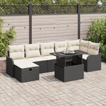 Ensemble de Canapés de Jardin 8 Pièces avec Coussins Noir Poly Rattan