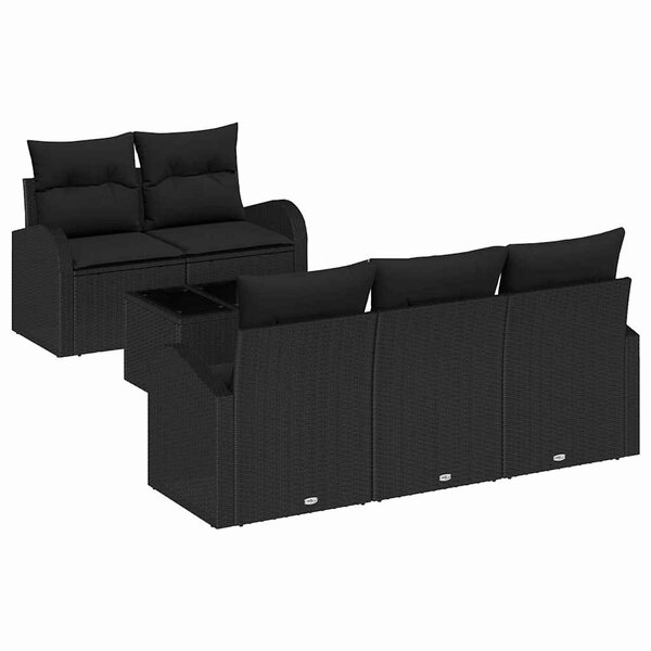 vidaXL Ensemble de canapé de jardin Noir 55 x 55 x 37 cm polyrotin