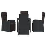 vidaXL Ensemble de 5 Pièces de Salle à Manger de Jardin avec Coussins Noir Poly Rattan
