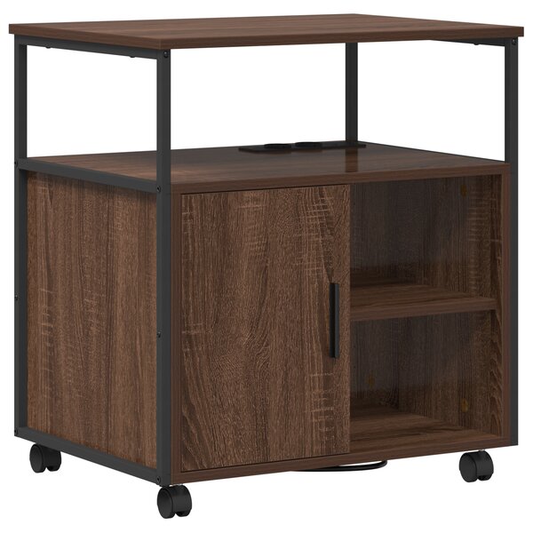 vidaXL Cabinet de Bureau avec roue Chêne marron 60 x 46 x 67 cm