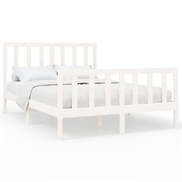 vidaXL Cadre de lit Blanc Bois de pin massif 120x200 cm