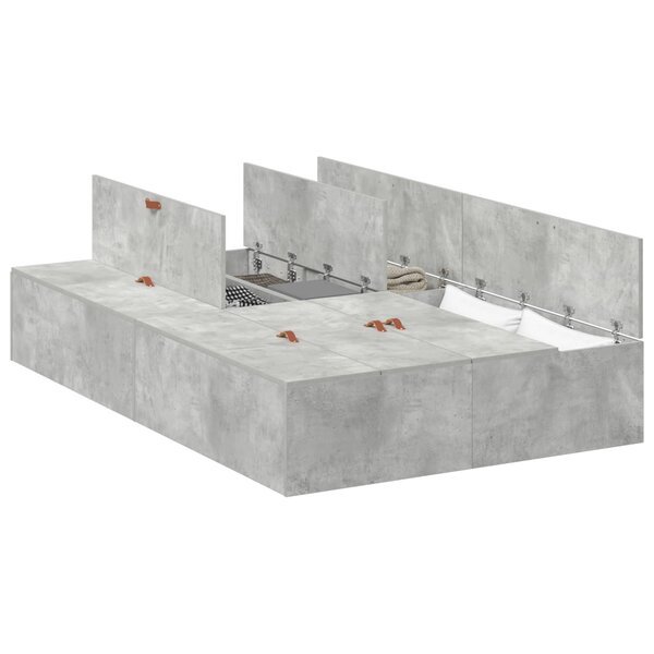 vidaXL Cadre de lit avec rangement Gris béton 120 x 190 cm