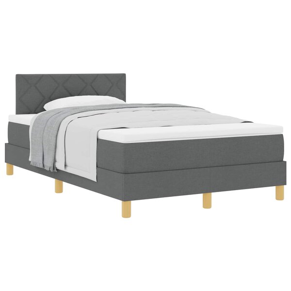 vidaXL Lit à ressorts avec coussin Gris foncé 120 x 200 cm tissu