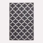 Tapis extérieur terrasse réversible - Tapis de jardin imperméable et résistant UV - Nola - Noir- 180x270 cm - HOMESCAPES