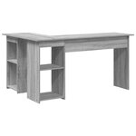 vidaXL Bureau info gris Gris Sonoma MDF Moyen Rangement Bureau