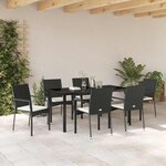 vidaXL Ensemble de salle à manger pour jardin 7 Pièces Noir Poly rotin