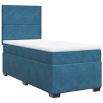vidaXL Sommier à lattes de lit avec matelas bleu 90x200 cm velours