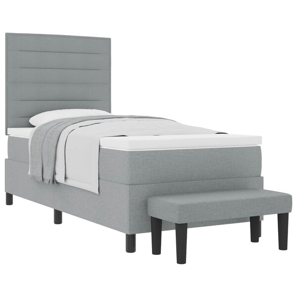 vidaXL Lit à ressorts avec tête de lit Gris clair 90 x 190 cm tissu
