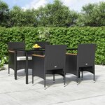 vidaXL Ensemble à manger de jardin avec coussins 5 Pièces Noir