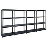 vidaXL Étagère de rangement à 4 niveaux Noir 244x30 5x130 cm Plastique