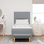 vidaXL Lit à ressorts avec matelas & banc Gris clair 90x190 cm tissu