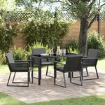vidaXL Ensemble de dining de jardin 5 pièces avec coussins Noir Rattan poly