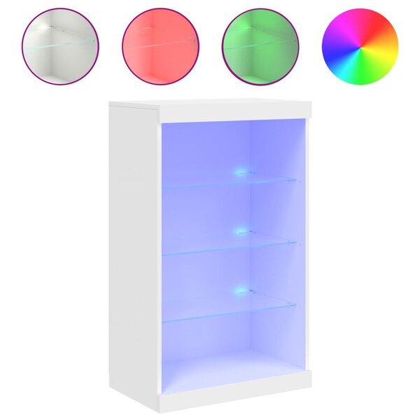 vidaXL Buffet avec lumières LED blanc 60 5x37x100 cm