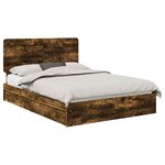 vidaXL Lit de Rangement Chêne fumé 160 x 200 cm Bois d'ingénierie