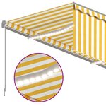 vidaXL Auvent manuel rétractable avec store et LED 4x3m Jaune et blanc