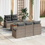 vidaXL Ensemble de canapé de jardin avec coussin 6 Pièces Gris Poly rotin
