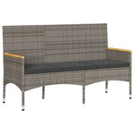 vidaXL Banc de jardin 3 places avec coussins gris résine tressée