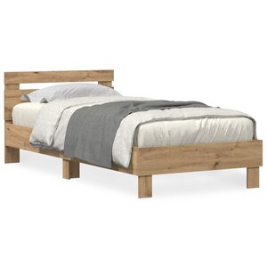 vidaXL Cadre de lit Chêne artisanal 90 x 190 cm Bois d'ingénierie