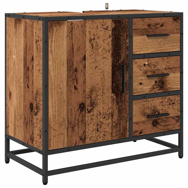 vidaXL Cabinet de salle de bain avec porte Bois Ancien 65 x 33 x 60 cm
