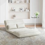 vidaXL Fauteuil de sol ajustable Crème Velours