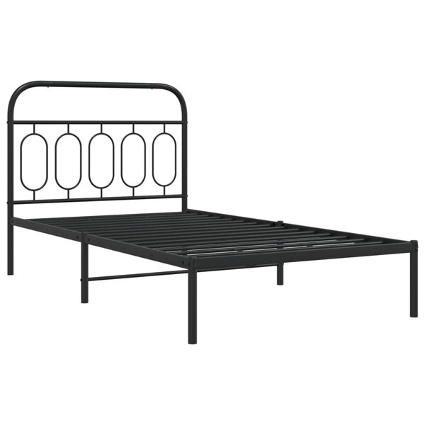 vidaXL Cadre de lit métal avec tête de lit noir 107x203 cm