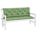 vidaXL Coussins de banc de jardin lot de 2 motif de feuilles tissu