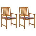 vidaXL Chaises de jardin avec coussins lot de 2 Bois d'acacia massif