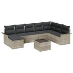 vidaXL Ensemble de canapés de jardin en 9 pièces avec des coussins gris en poly rotin
