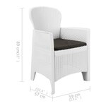 vidaXL Ensemble à manger d'extérieur 5Pièces Plastique Blanc Aspect rotin