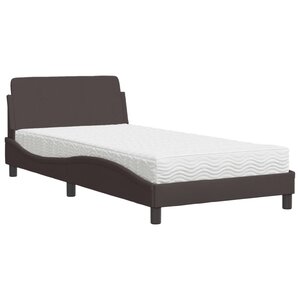 vidaXL Lit avec matelas Dover marron foncé 100x200 cm tissu