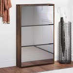 vidaXL Armoire à chaussures miroir 3 niveaux Chêne fumé 63x17x102 5 cm