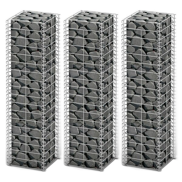 vidaXL Jeu de panier de gabion 3 Pièces Fil galvanisé 25 x 25 x 100 cm