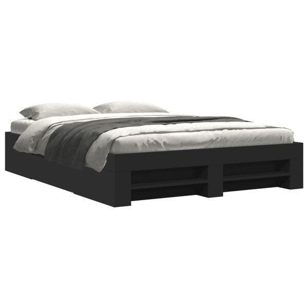 vidaXL Cadre de lit sans matelas noir 150x200 cm bois d'ingénierie