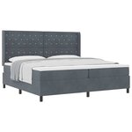 vidaXL Lit à ressorts avec tête de lit Gris foncé 200 x 200 cm Velours