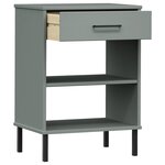 vidaXL Armoire console avec pieds en métal Gris Bois pin massif OSLO