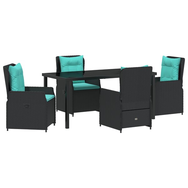 vidaXL Ensemble de salle à manger de jardin 5 pièces en Poly Rattan noir