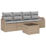 vidaXL Ensemble de canapé de jardin 5 Pièces Beige Poly rotin