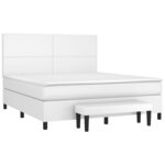 vidaXL Sommier à lattes de lit avec matelas Blanc 160x200cm Similicuir
