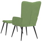 vidaXL Chaise de relaxation avec tabouret Vert clair Velours