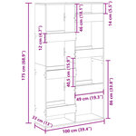 vidaXL Cloison de séparation noir 100x33x175 cm bois ingénierie