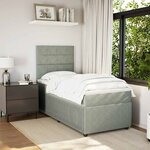 vidaXL Sommier à lattes de lit et matelas Gris clair 100x200cm Velours