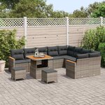 vidaXL Ensemble de canapé de jardin 12 Pièces Gris Poly Rattan