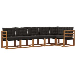 vidaXL Ensemble de canapés d'extérieur 6 pc Naturel et Noir