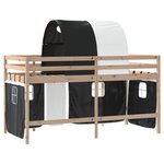 vidaXL Lit mezzanine enfants et tunnel blanc/noir 90x200 cm pin massif