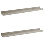vidaXL Étagères murales 2 Pièces Gris béton 60x9x3 cm
