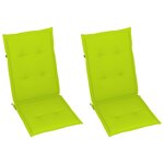 vidaXL Chaises de jardin lot de 2 et coussins vert vif Teck massif