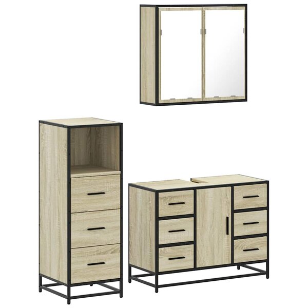 vidaXL Ensemble de meubles de salle de bain 3 Pièces chêne sonoma