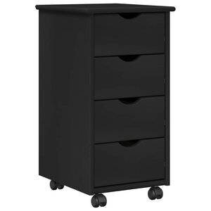 vidaXL Cabinet roulant 34 x 39 x 65 5 cm Bois de Pin Massif Noir