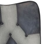 vidaXL Chaise à bascule et repose-pieds Gris Cuir véritable et toile